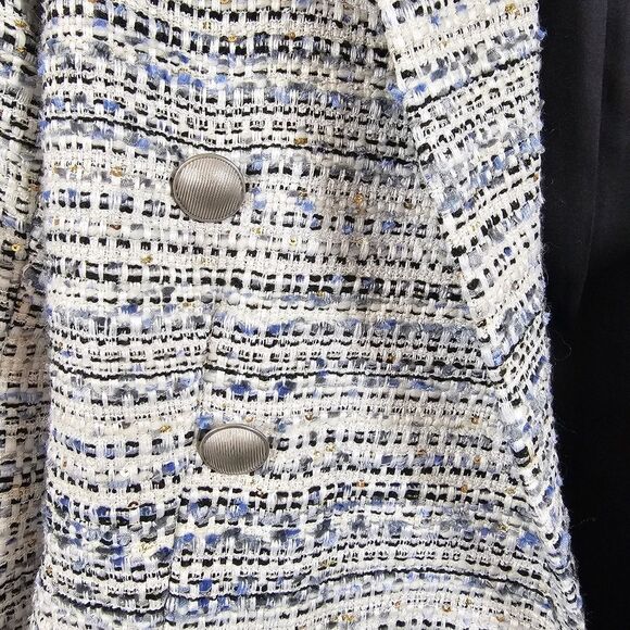 NWOT L'AGENCE Kenzie Tweed Double Breasted Blazer in Blue and White - Size 2 - Picture 7 of 16